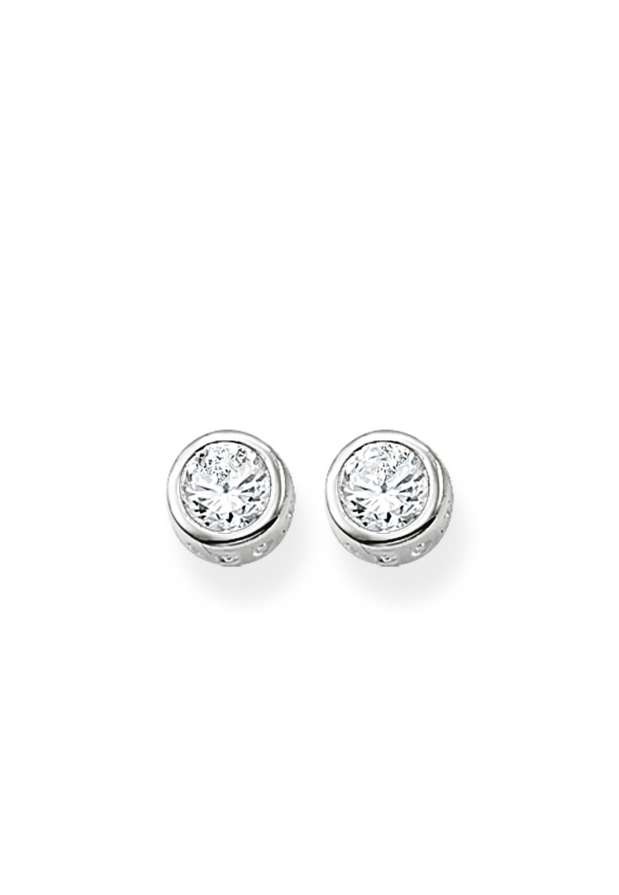 Ear Studs Large White Stone