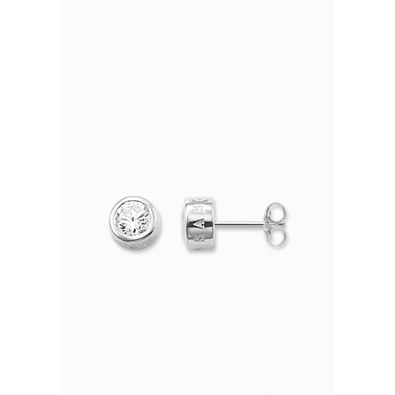 Ear Studs Large White Stone