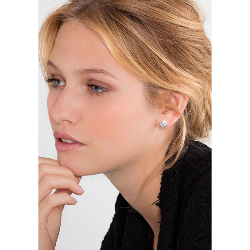 Ear Studs Large White Stone