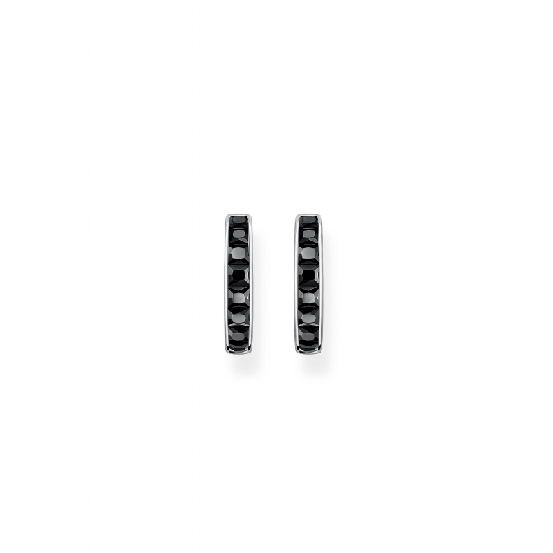 Créoles Pierres Noire Pavé Argent