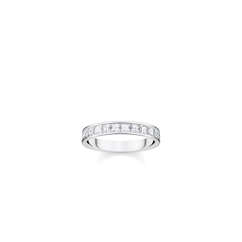 Ring White Stones Pavé Silver