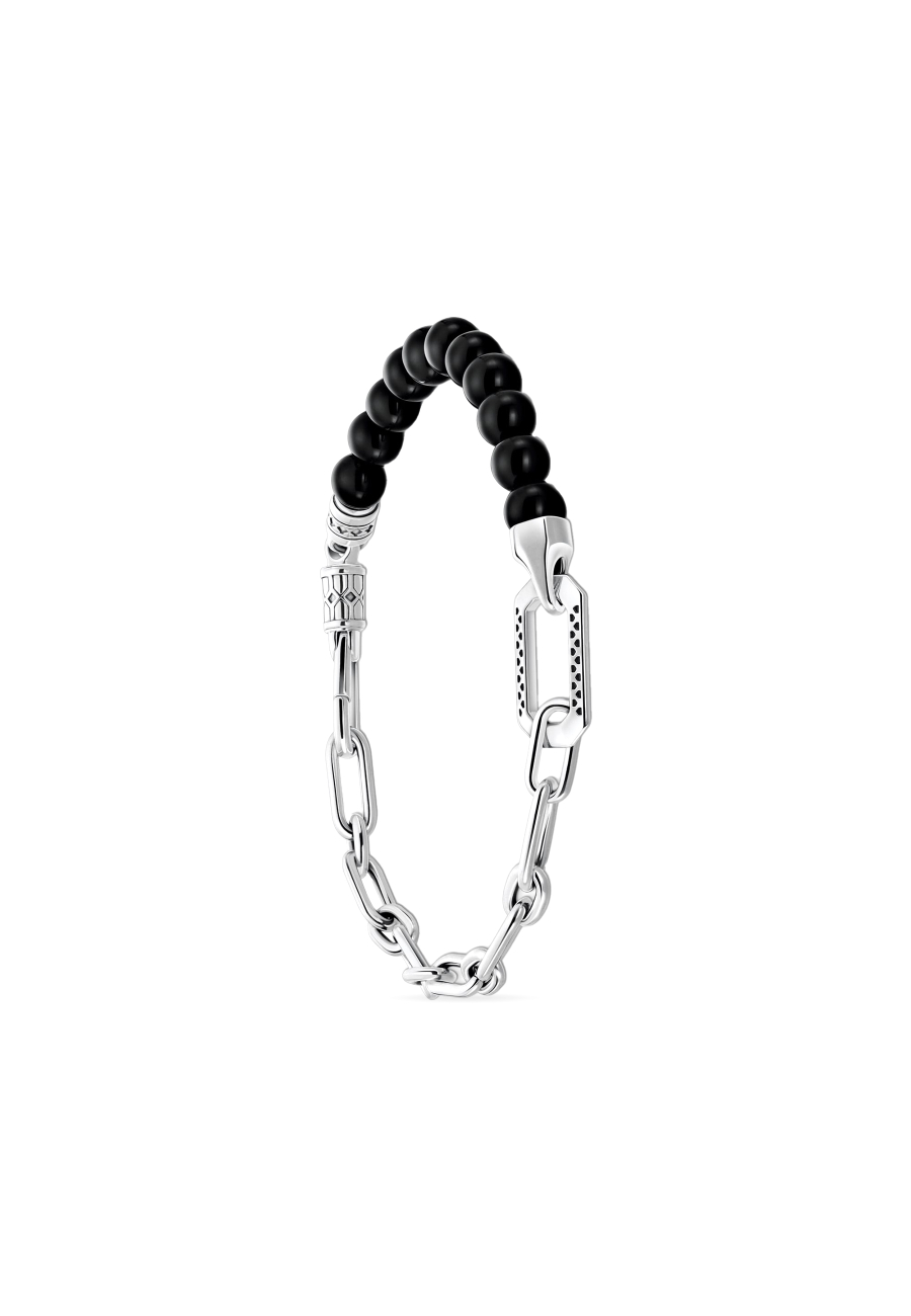 Bracelet Black Onyx Silver Chain