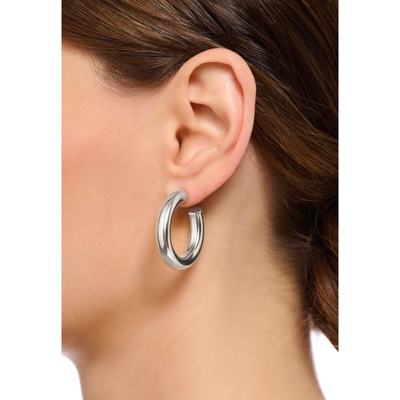 Hoop Earrings Chunky Silver
