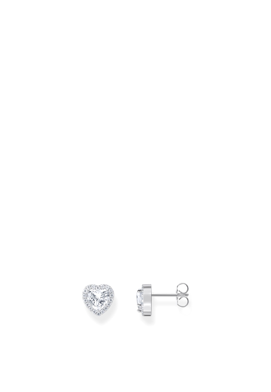 Ear Studs Heart Shaped White Zirconia