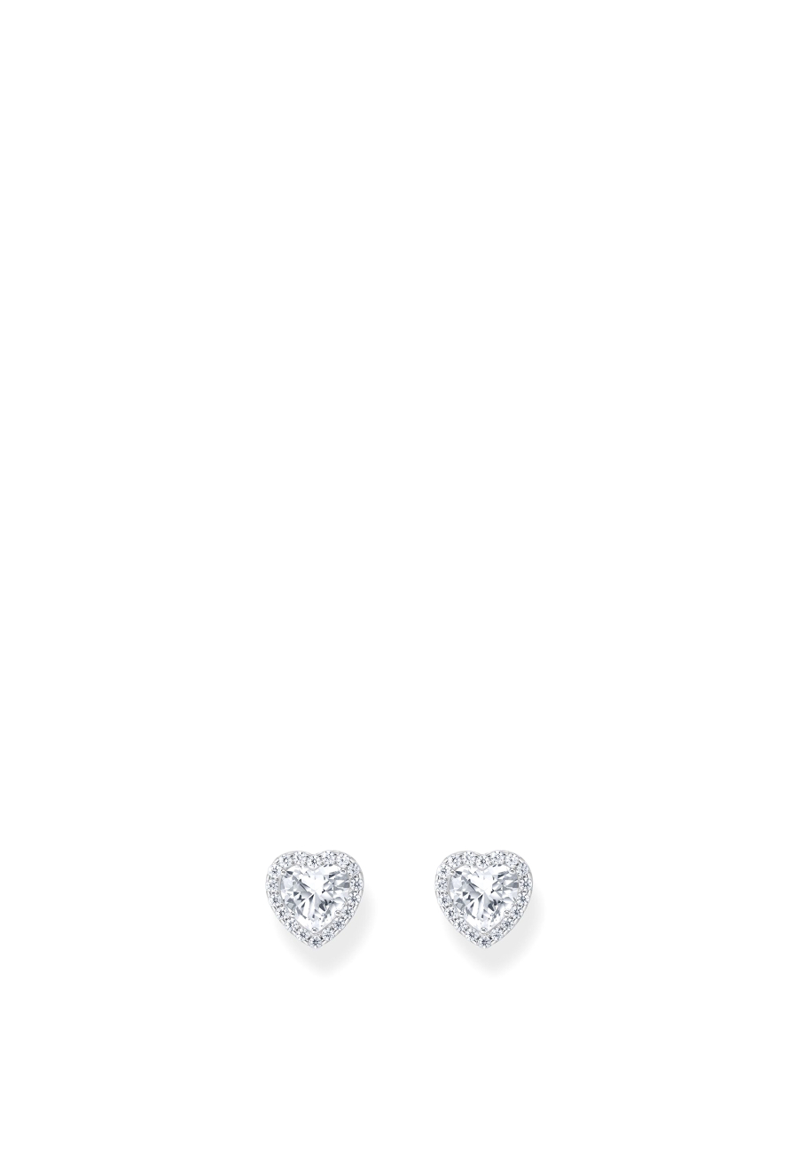 Ear Studs Heart Shaped White Zirconia