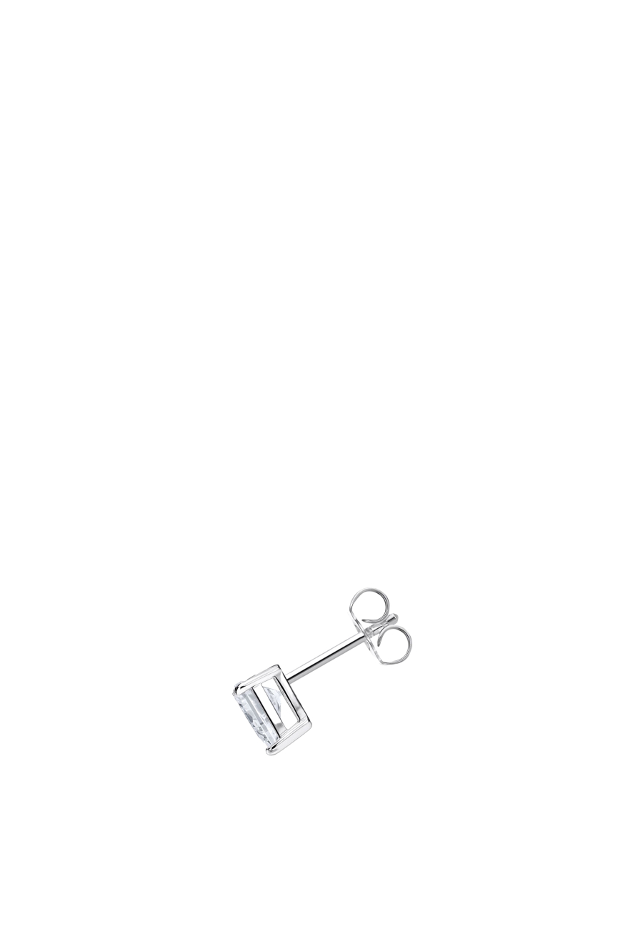 Ear Studs Heart Shaped White Zirconia Silver