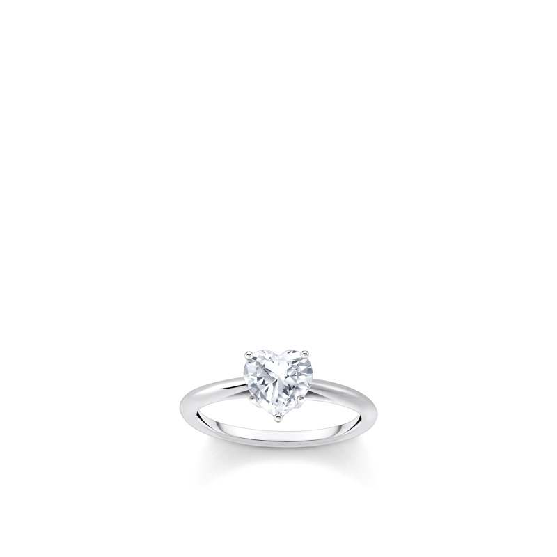 Ring Weiß Herzförmig Zirkonia Silber