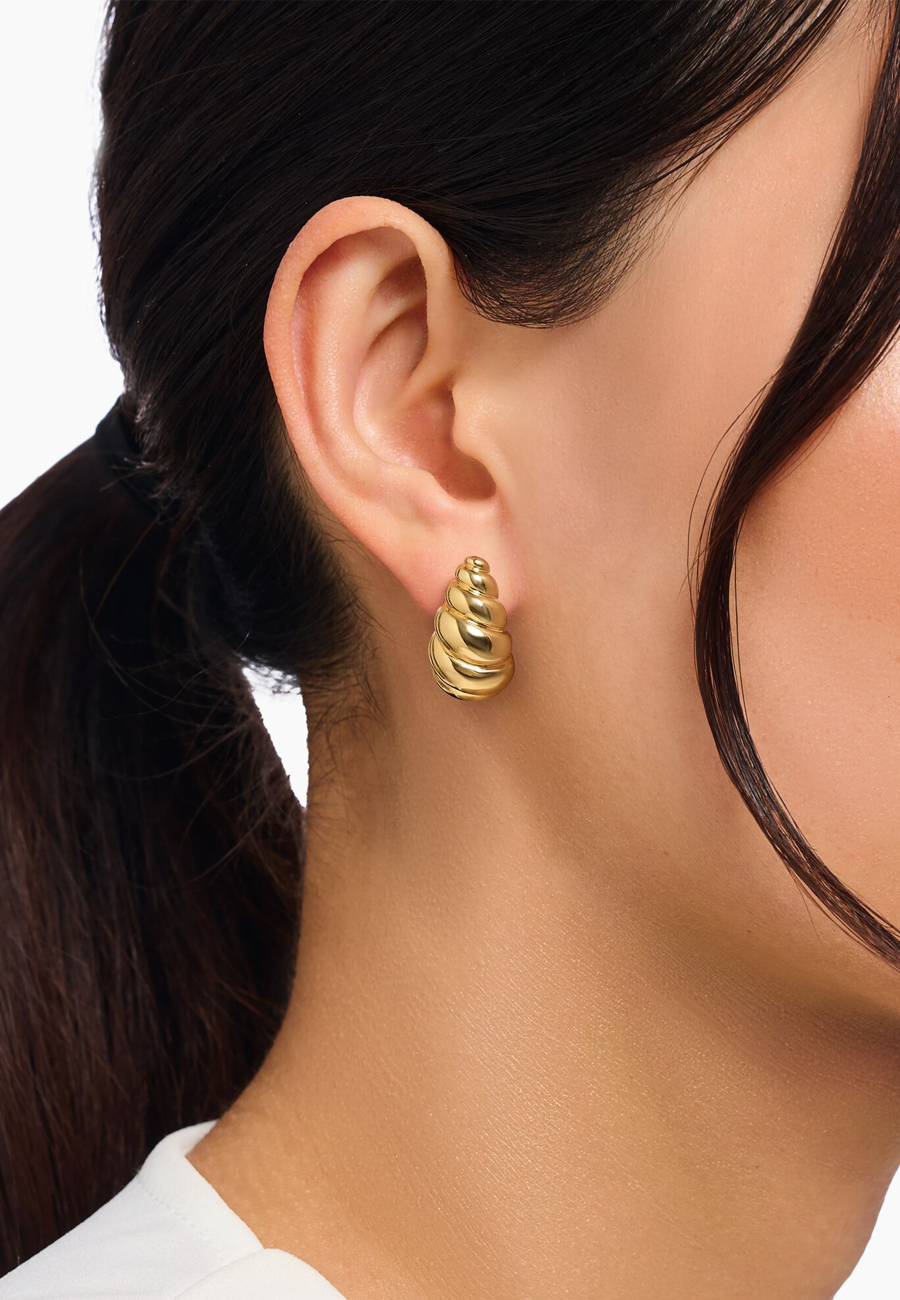 Gold Plated Organic Shaped Stud Earrings