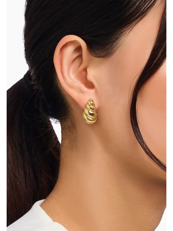 Gold Plated Organic Shaped Stud Earrings