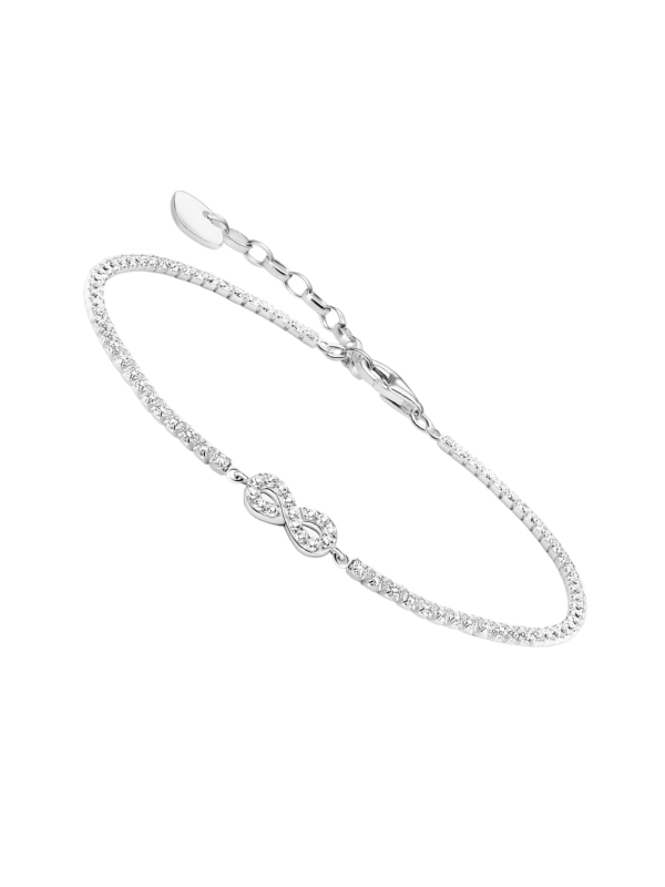 Silver Tennis Bracelet Infinity with White Stones