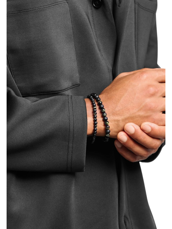 Talisman Bracelet With Tiger Eye And Obsidian Beads