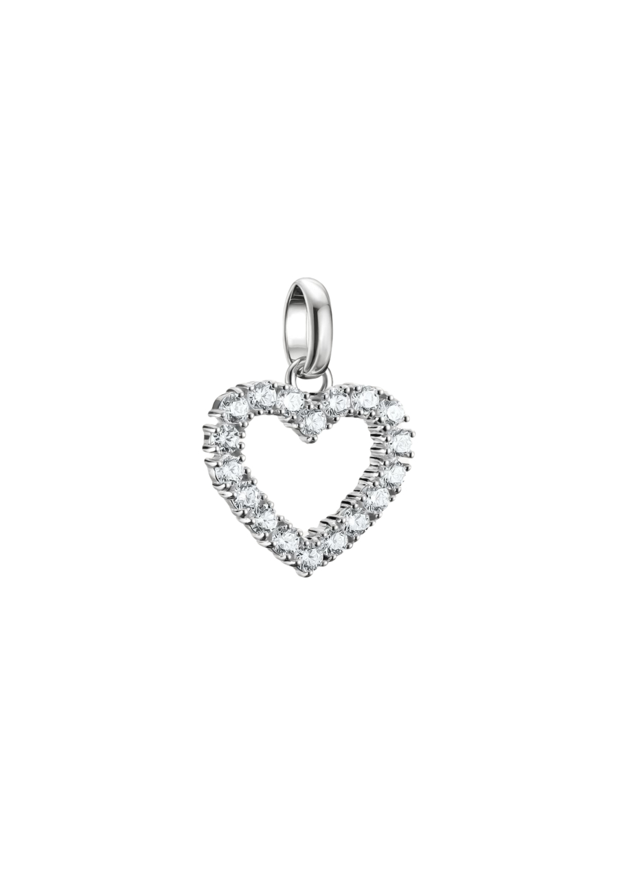 Pendentif Charm Cœur Avec Pierres Blanches – Connect Argent