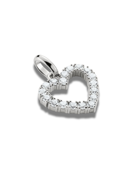 Pendentif Charm Cœur Avec Pierres Blanches – Connect Argent