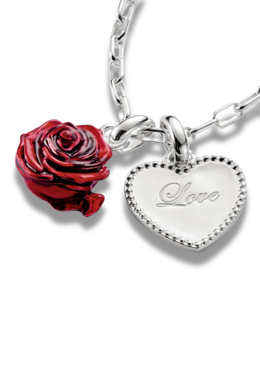 Charm Pendant Red Rose Blossom – Connect Silver