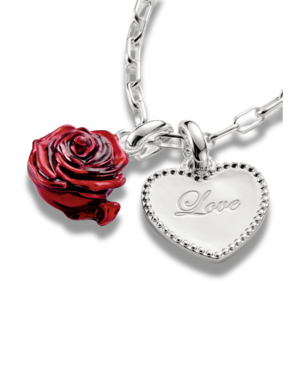Pendentif Charm Fleur De Rose Rouge – Connect Argent