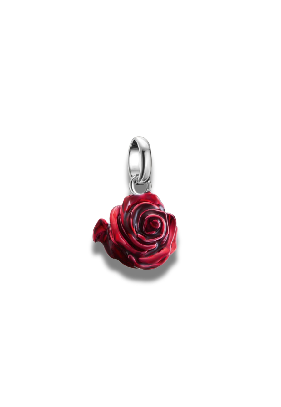 Pendentif Charm Fleur De Rose Rouge – Connect Argent