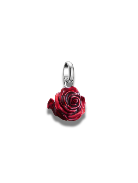 Pendentif Charm Fleur De Rose Rouge – Connect Argent