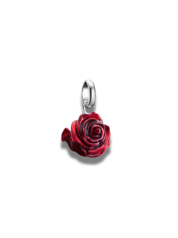 Charm Pendant Red Rose Blossom – Connect Silver