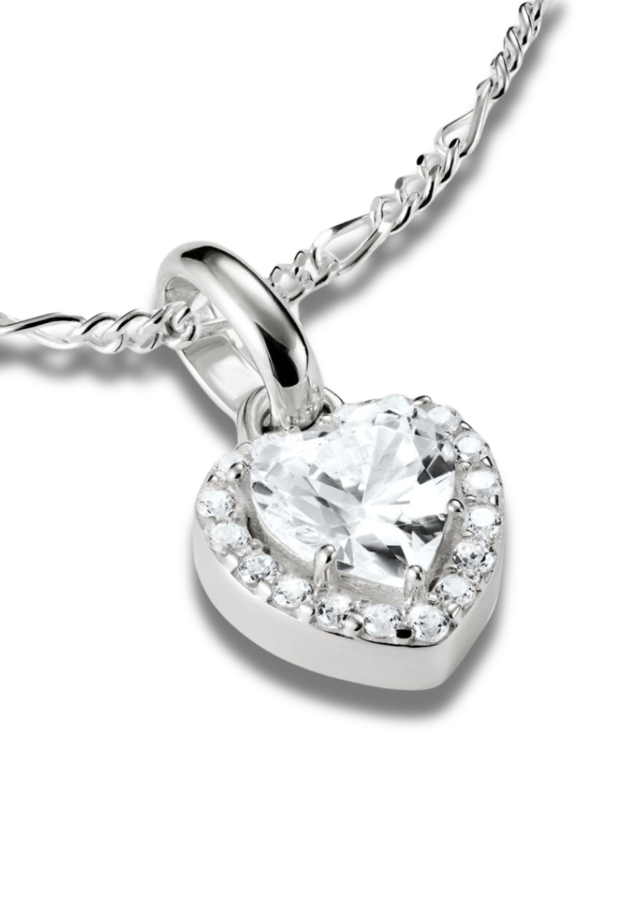 Charm Pendant Heart With Stones - Connect Silver
