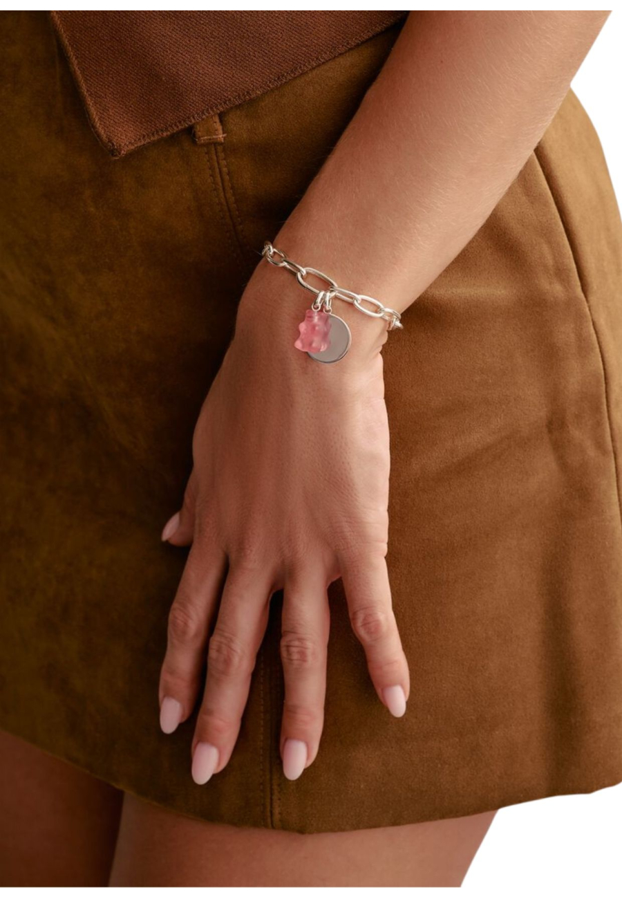 Charm Bracelet With Connect Link Silver