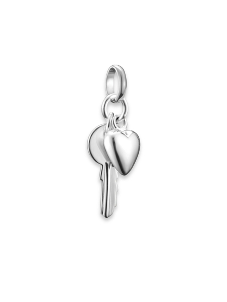 Charm Pendant Key With Heart Connect Silver