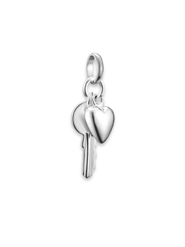 Charm Pendant Key With Heart Connect Silver