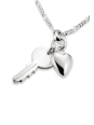Charm Pendant Key With Heart Connect Silver