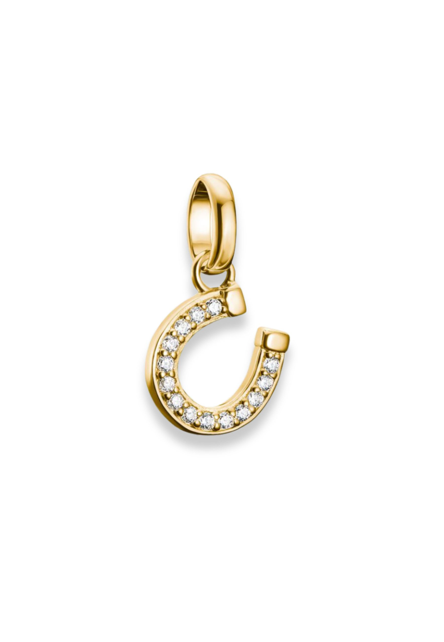 Pendentif Charm Fer À Cheval Avec Pierres Connect Doré À L’or Fin