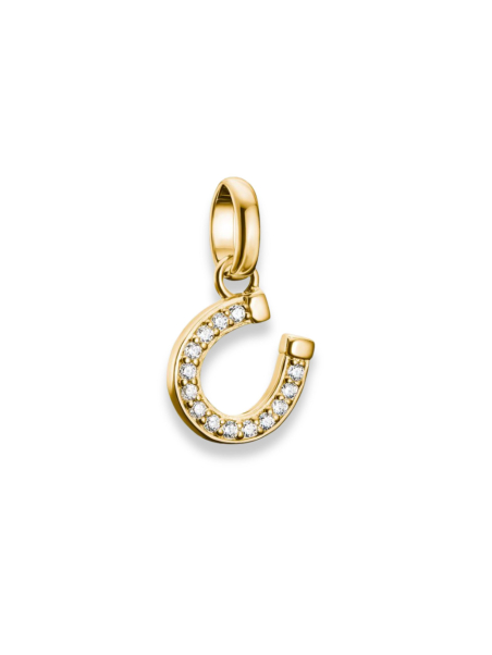 Pendentif Charm Fer À Cheval Avec Pierres Connect Doré À L’or Fin