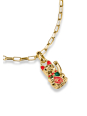 Charm Pendant Colourful Waving Cat Connect Gold-Plated