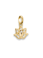 Charm pendant lotus flower with stones Connect gold-plated