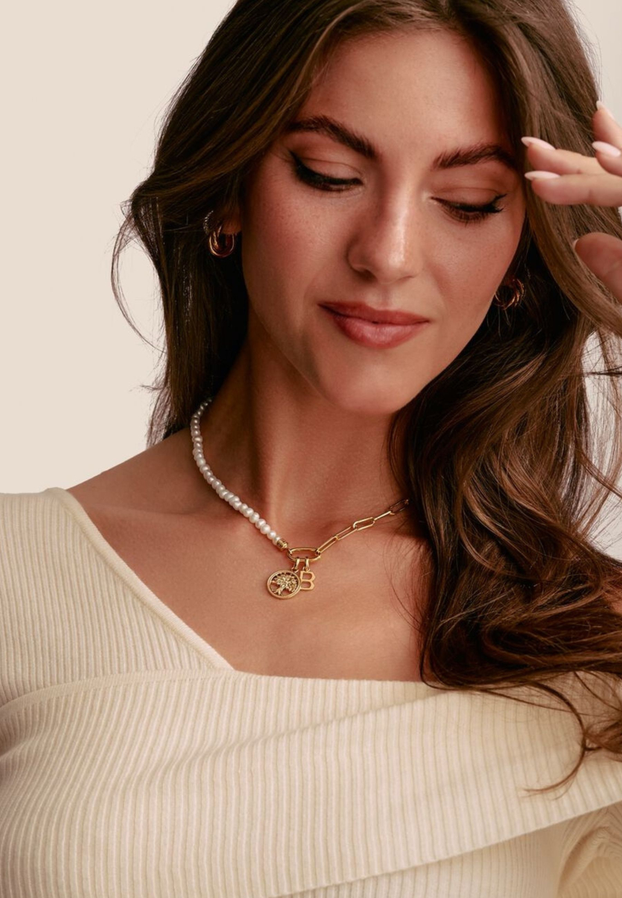Charm pendant Tree of Love with stones Connect gold-plated