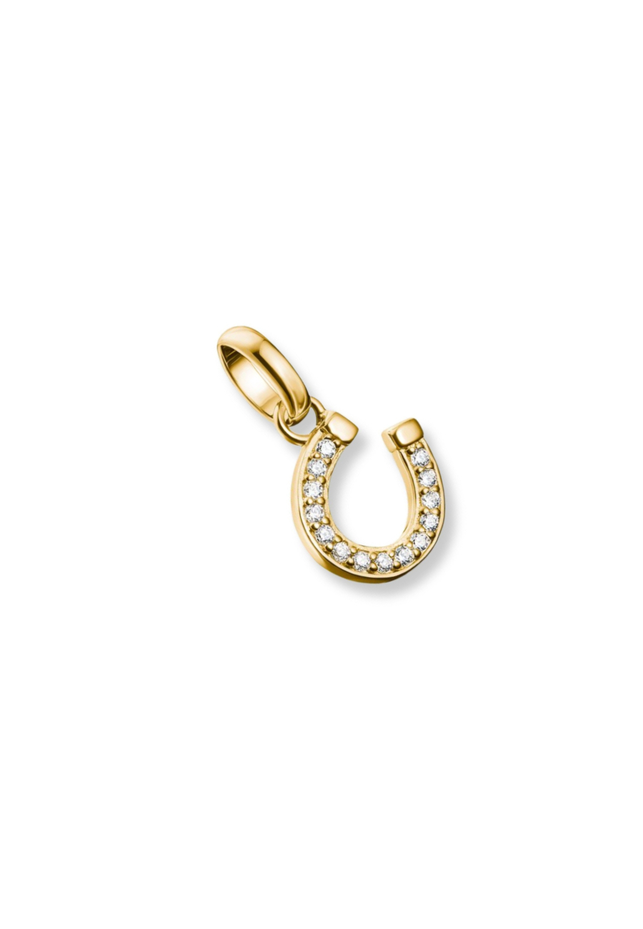 Pendentif Charm Fer À Cheval Avec Pierres Connect Doré À L’or Fin