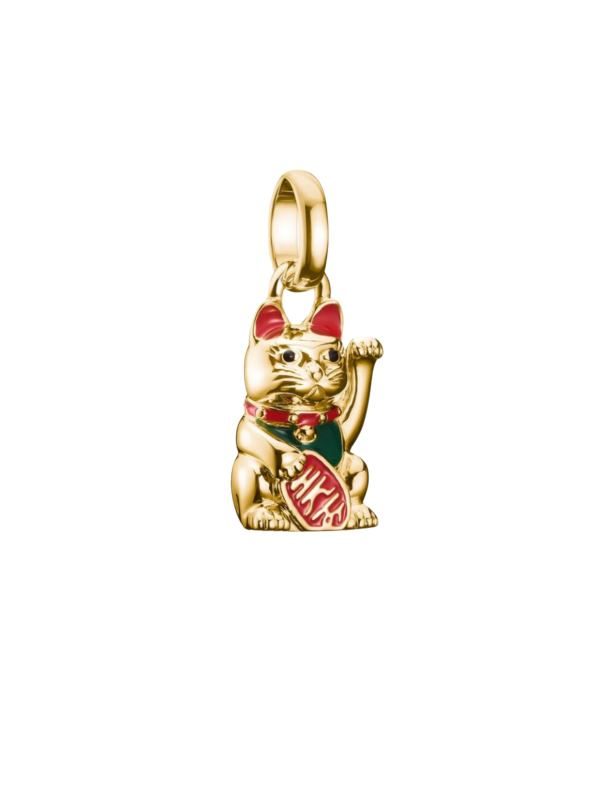 Charm Pendant Colourful Waving Cat Connect Gold-Plated