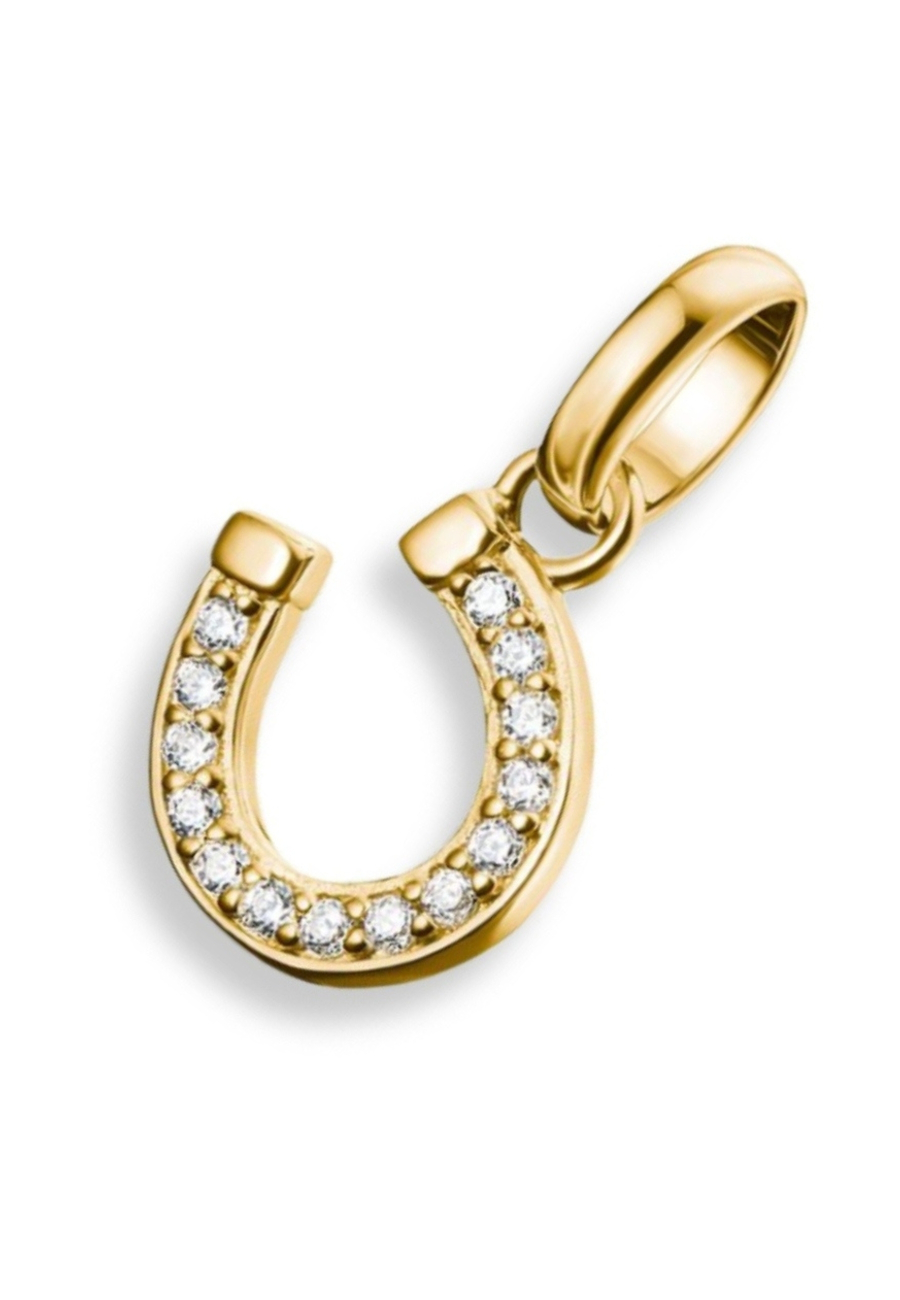 Charm Pendant Horseshoe With Stones Connect Gold-Plated