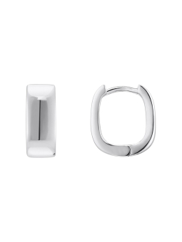Small Silver Hoop Earrings in Angular Shape