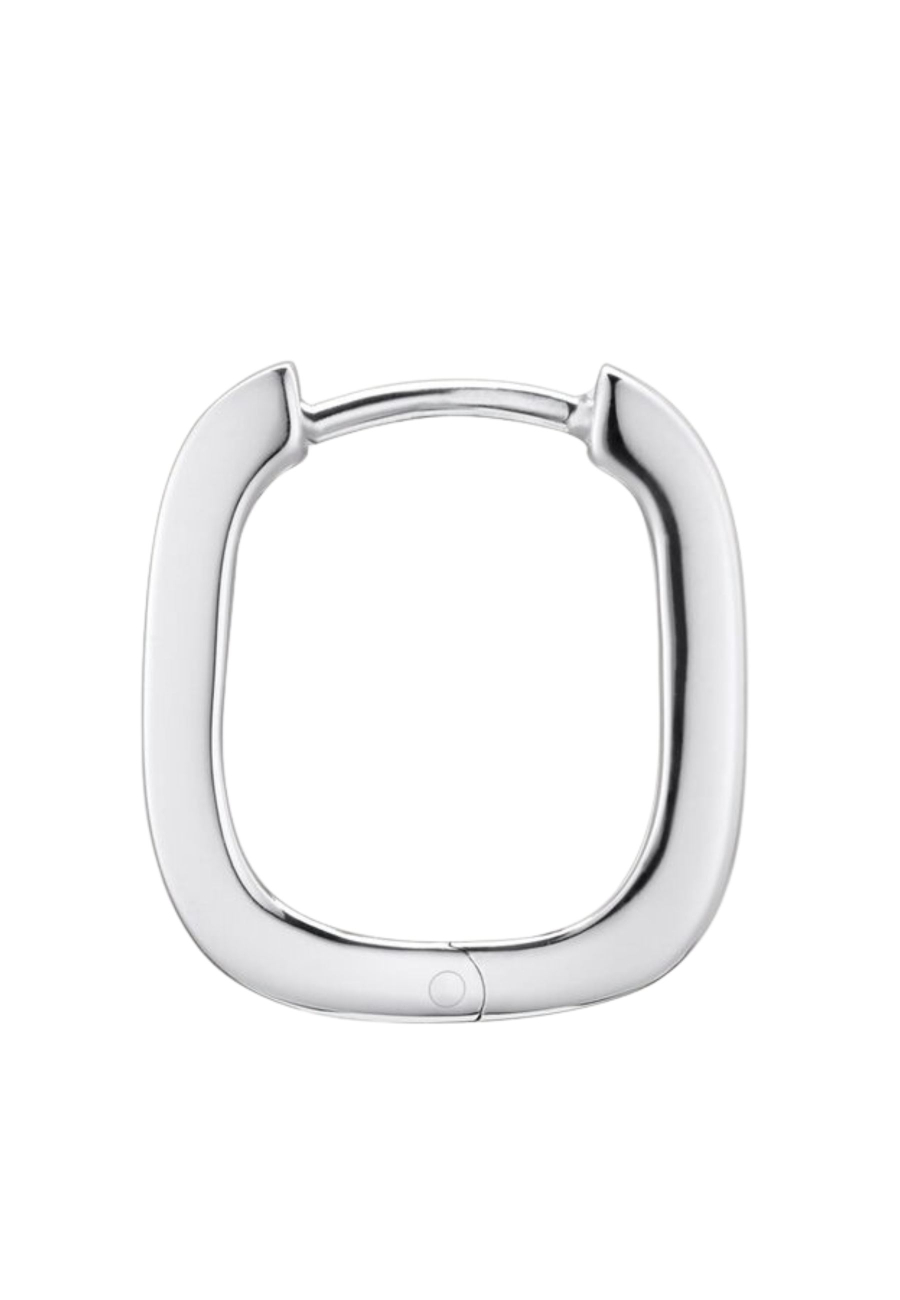 Silver Hoop Earrings in Angular Shape
