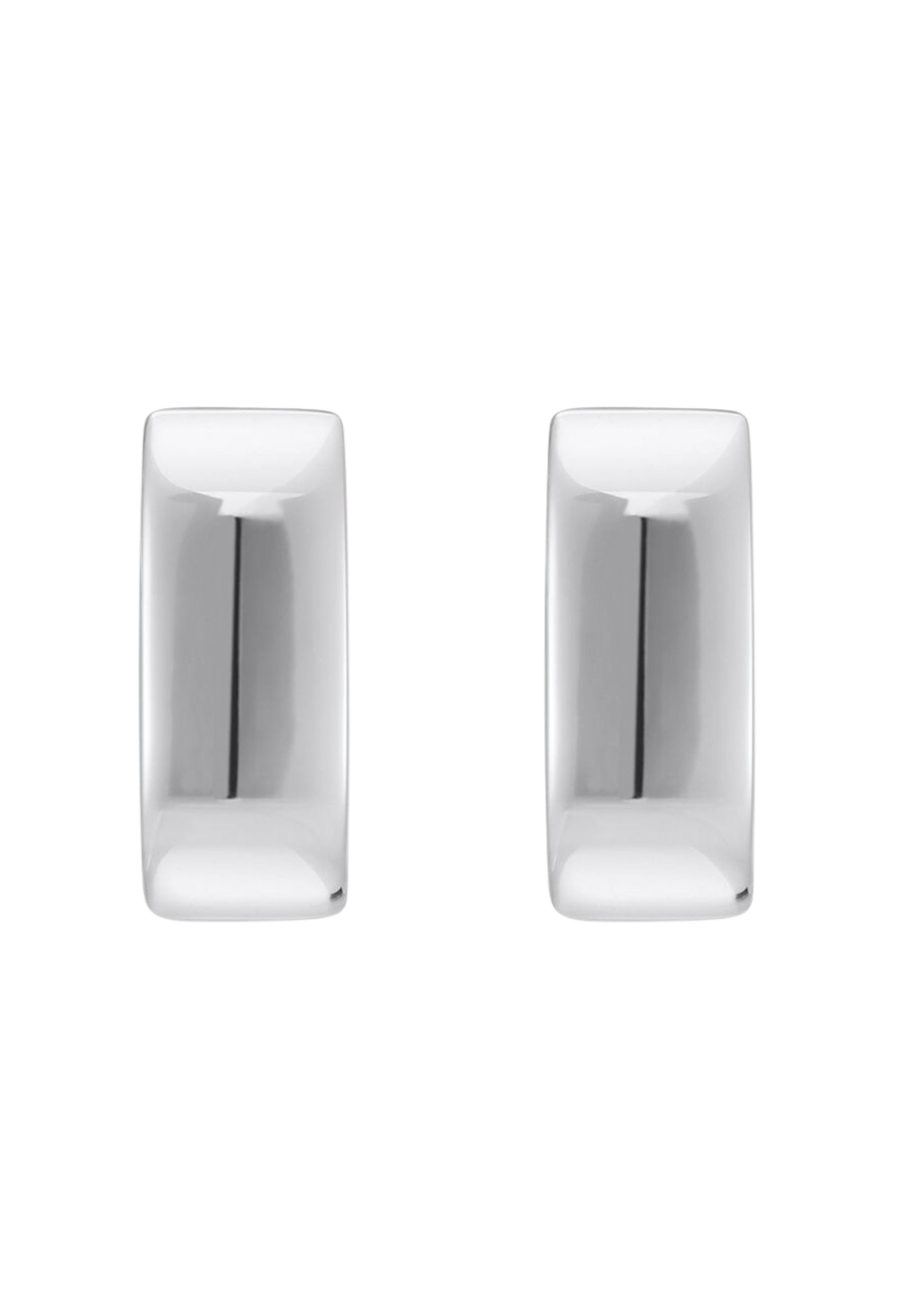 Silver Hoop Earrings in Angular Shape