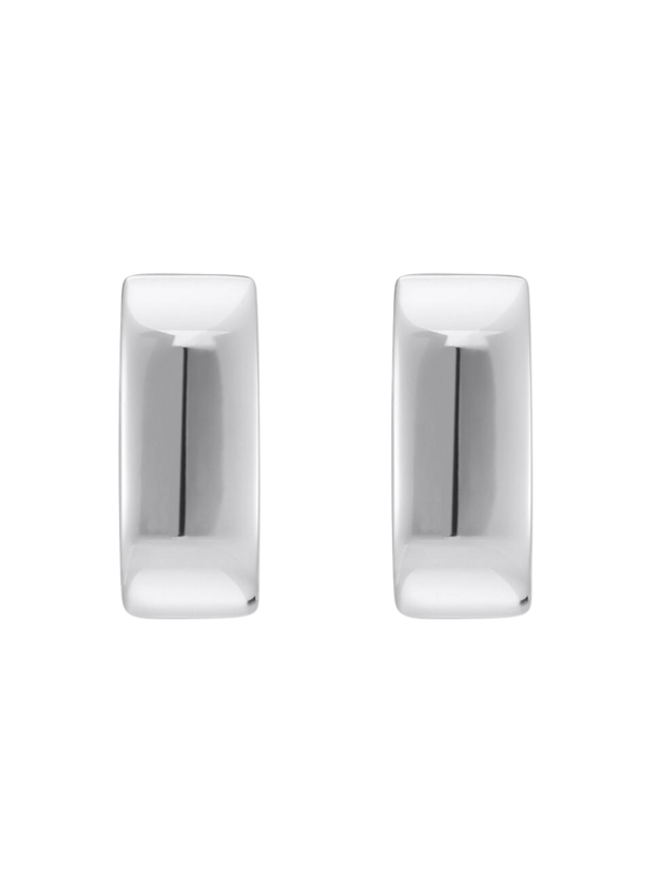 Silver Hoop Earrings in Angular Shape