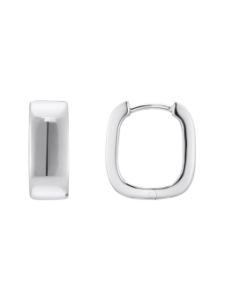 Silver Hoop Earrings in Angular Shape