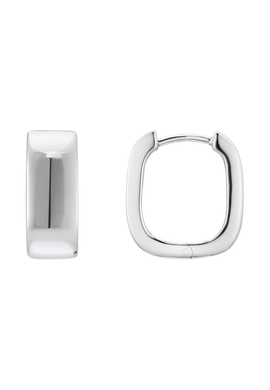 Silver Hoop Earrings in Angular Shape
