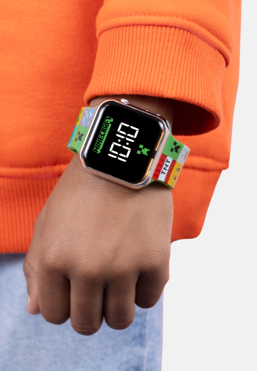Minecraft Kids LED Digital Colourful Multicolour Silicone Strap Watch