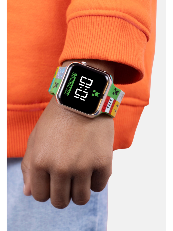 Minecraft Kinder-LED-Digitaluhr mit bunter Silikonarmband