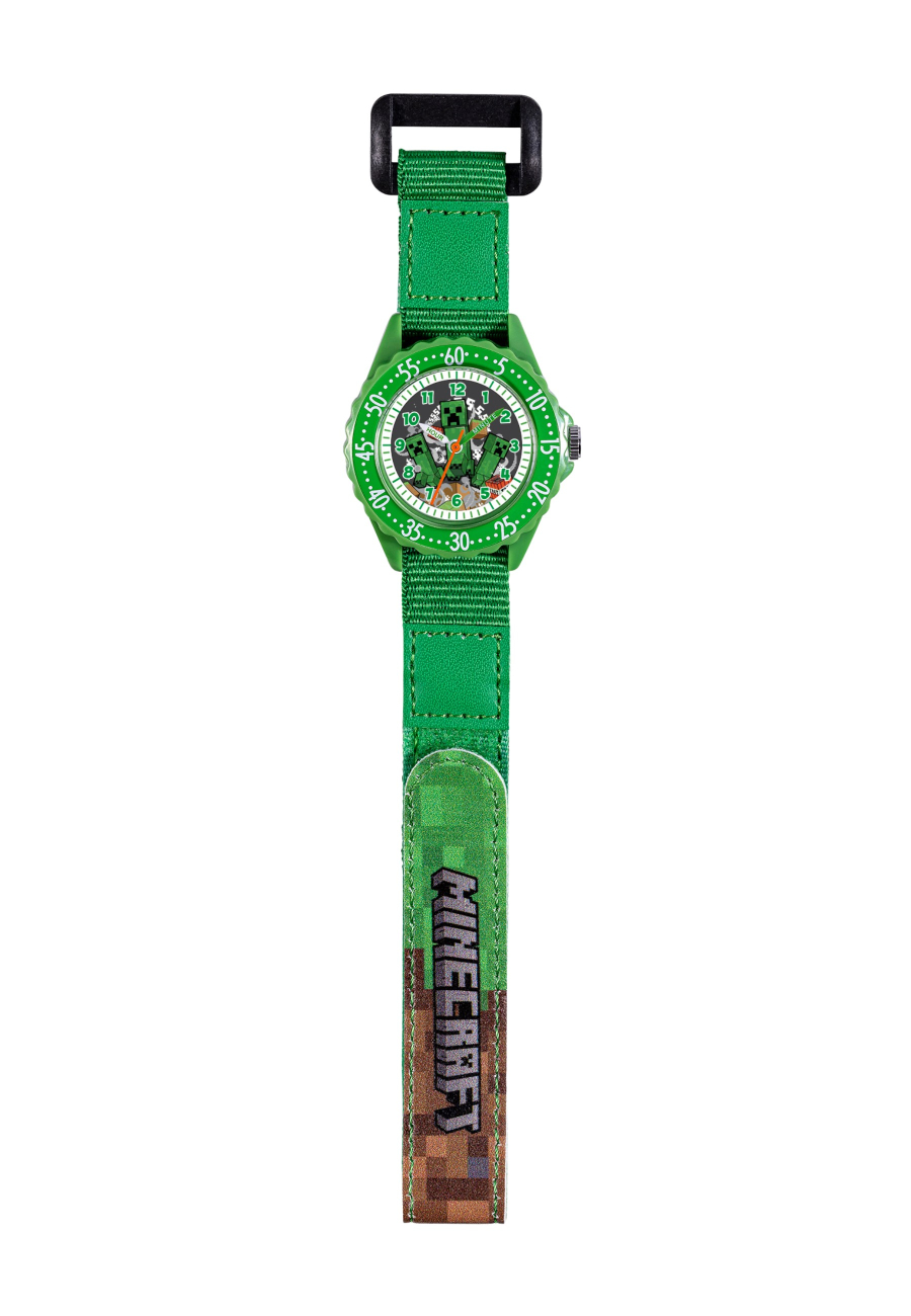 Minecraft "Zeit-Lehrer" Uhr mit Stoffarmband