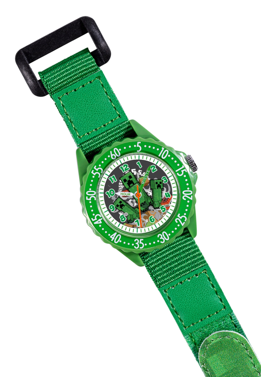Minecraft "Zeit-Lehrer" Uhr mit Stoffarmband