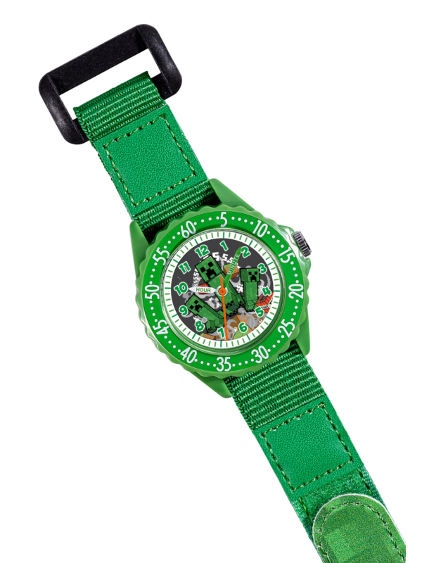 Minecraft "Zeit-Lehrer" Uhr mit Stoffarmband