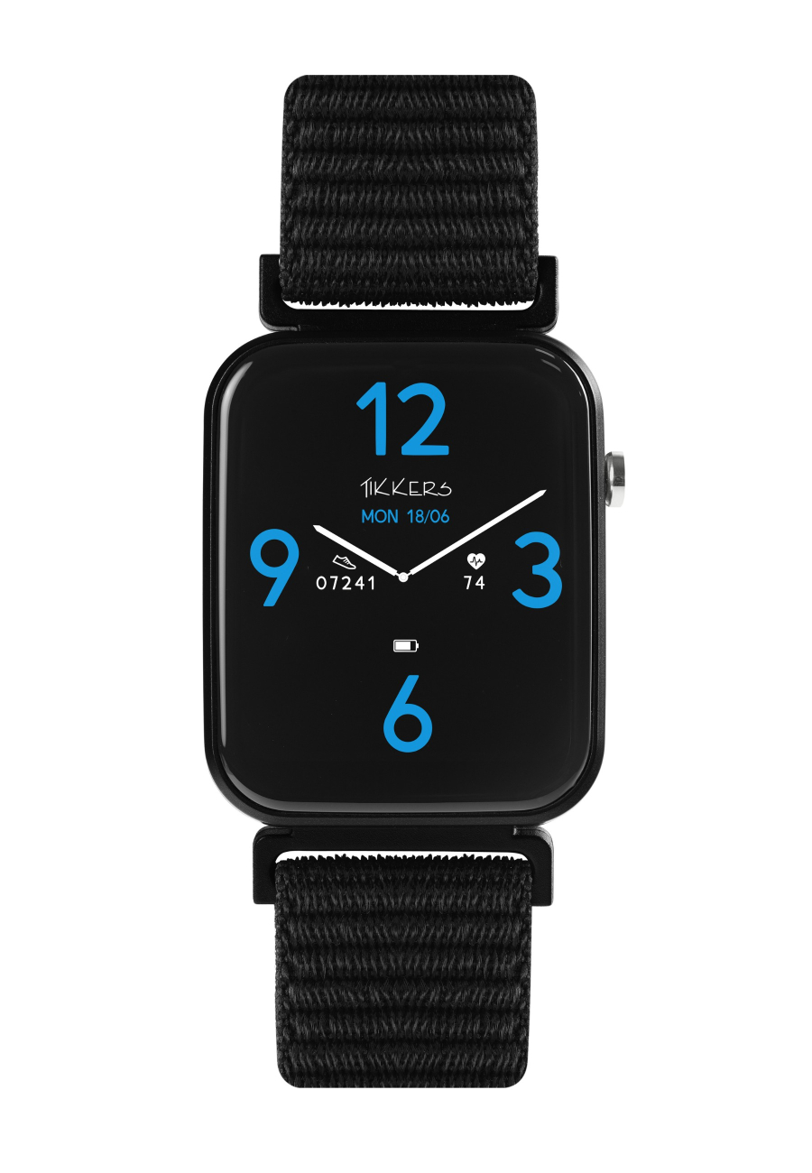 Ensemble Montre Connectée et Casque Audio Tikkers Smart Series 13 (Noir/Rose - Bracelet en Tissu à Libération Facile)