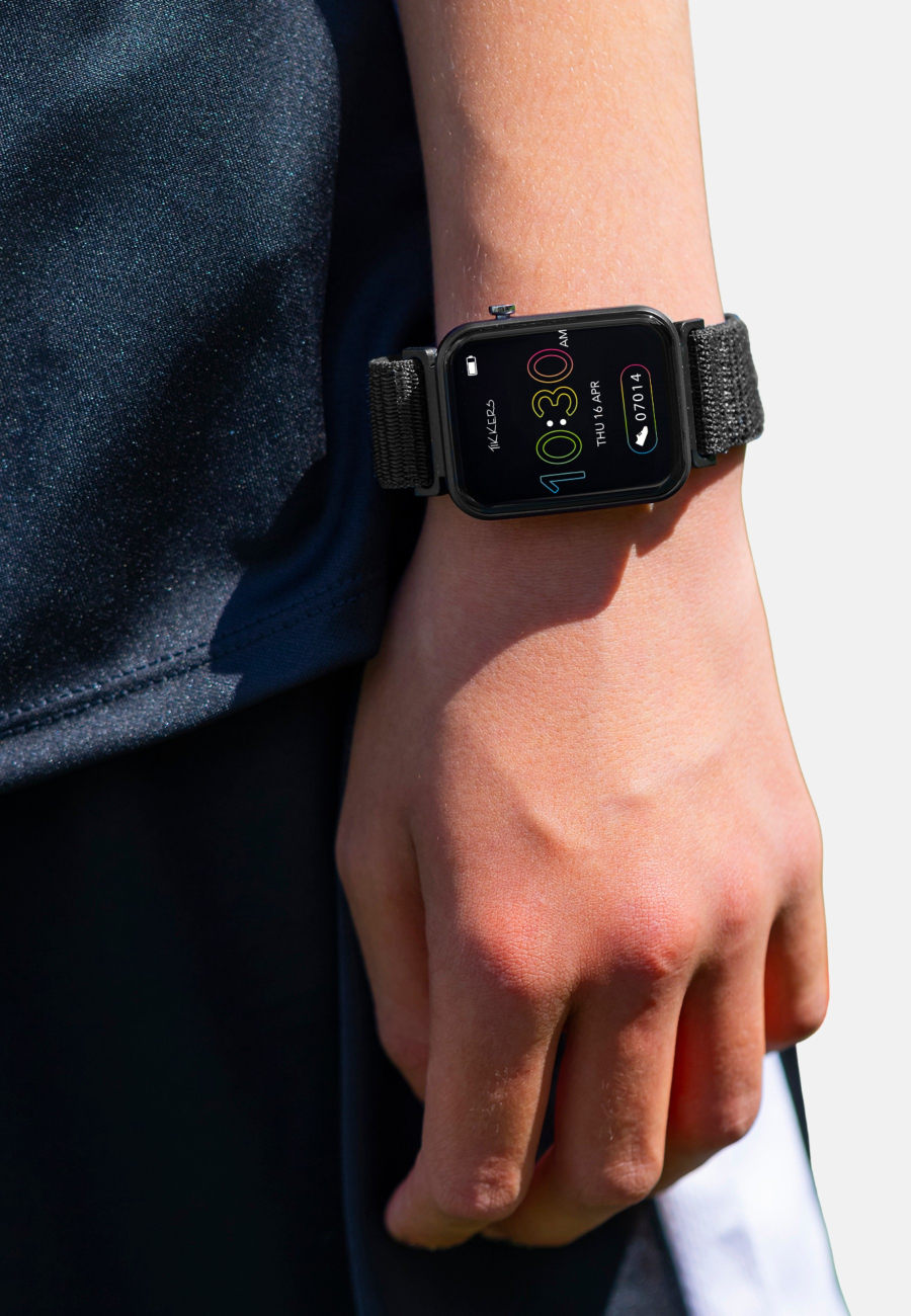 Tikkers Smart Series 13 - Black - Pink - Easy Release Fabric Strap Smart Watch & Headphone Set