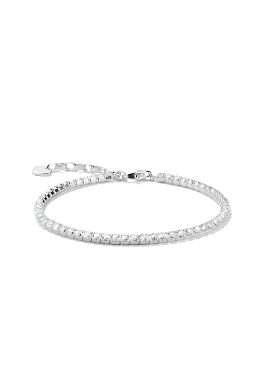 Silver bracelet with white zirconia stones