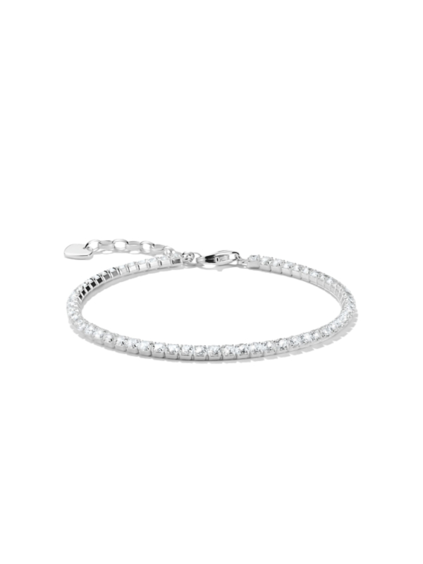 Silver bracelet with white zirconia stones